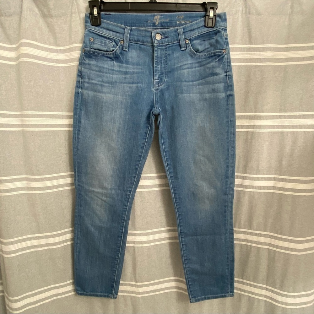 7 FOR ALL MAN KIND / Roxanne Crop Medium Washed Mid Rise Jeans Size 28